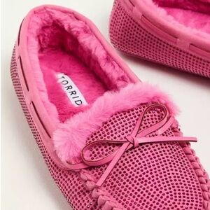 Torrid Vibrant Pink Moccasins with Faux Fur